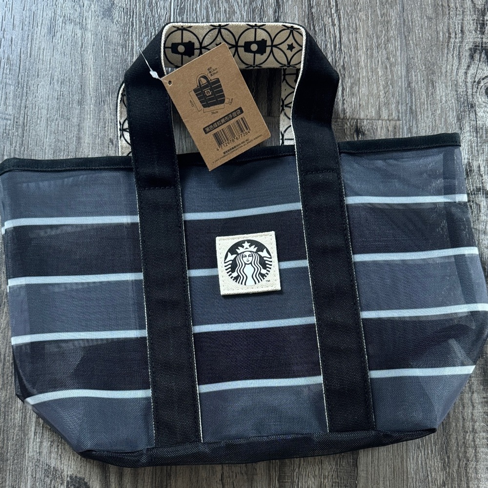 🖤 Starbucks Taiwan Mesh Tote – Black Stripe Edition 🖤 FOR SALE IN TAIWAN RARE